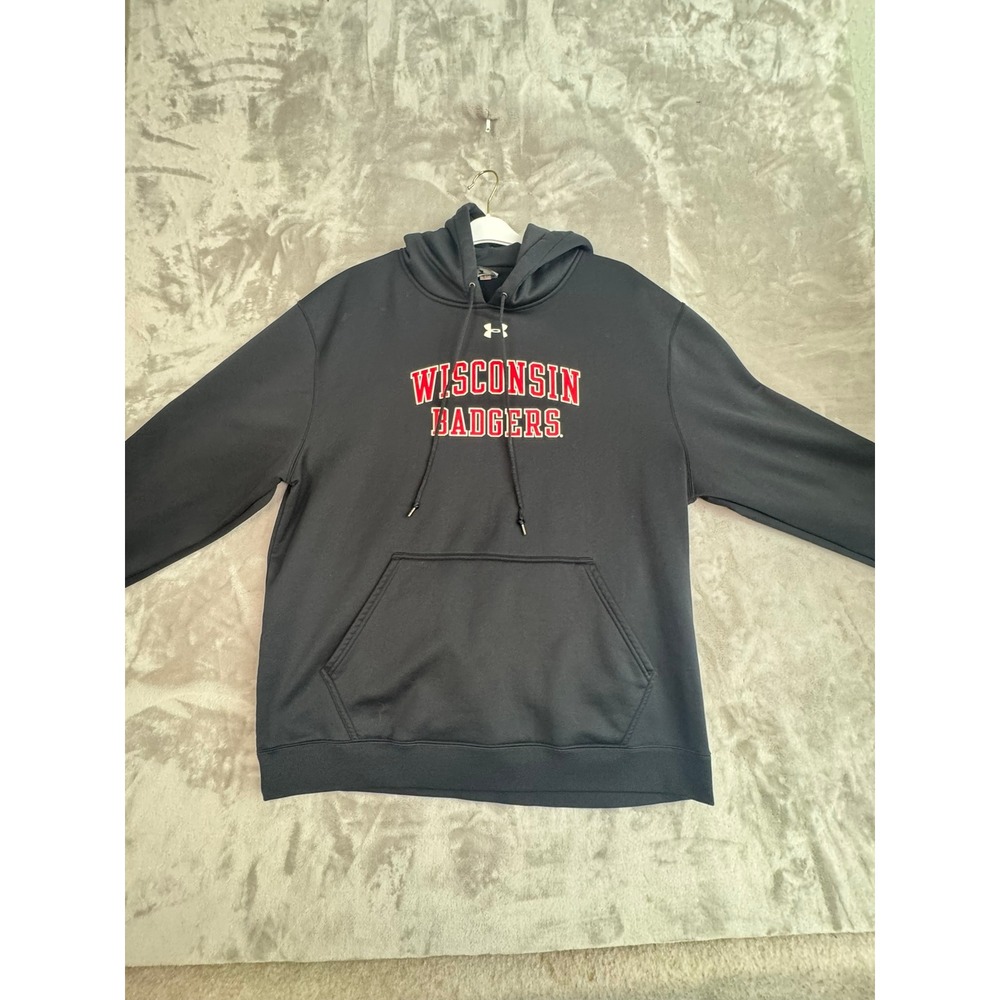 Under Armour Wisconsin Badgers Hoodie Black Men's XL Athletic‎ Sweatshirt